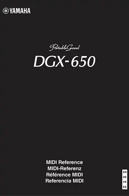yamaha雅马哈DGX-650 MIDI Reference